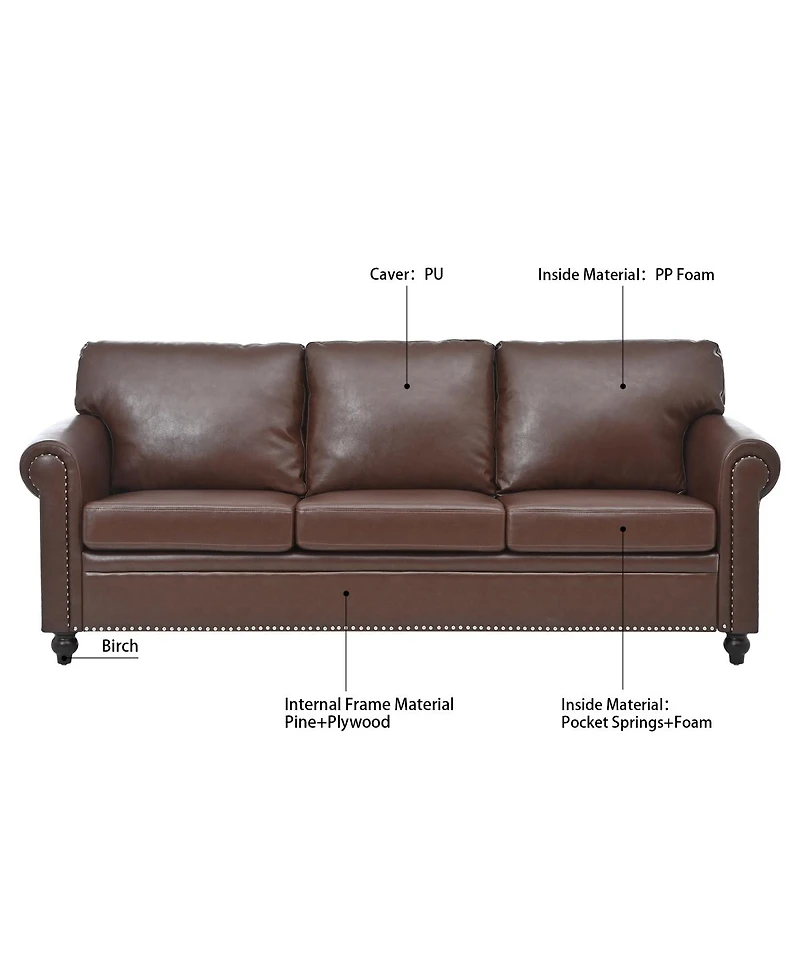 Streamdale Furniture Elegant Pine Wood Armchair with Nailhead Trim and Detachable Cushion
