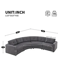 Streamdale Furniture 4-Piece Upholstered Curved Modular Sectional Sofa with Button Tufted Back