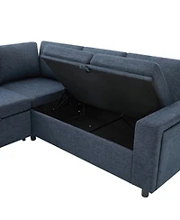 Streamdale Furniture U-Shaped Convertible Sectional Sofa Bed with Storage, Usb and Cup Holders
