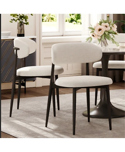 flynama Set of 2 Fabric Metal Dining Chairs, Farmhouse Style Rustic Chairs 250lb Capacity