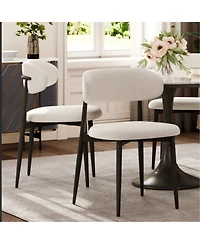 flynama Set of 2 Fabric Metal Dining Chairs, Farmhouse Style Rustic Chairs 250lb Capacity