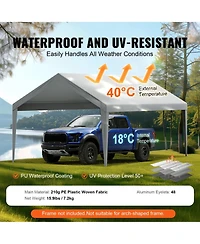 Yiortwo Replacement Carport Canopy Cover, Heavy Duty Waterproof Uv Top Tarp
