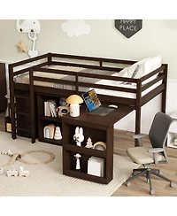 Streamdale Furniture Loft Bed with Desk, Storage Cabinets, and Ladder