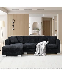 Streamdale Furniture 96" Modern Cloud L-Shaped Chenille Sectional Sofa with 2 Pillows