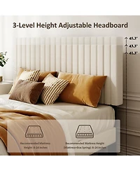 Streamdale Furniture Queen Size Velvet Upholstered Platform Bed with Adjustable Headboard