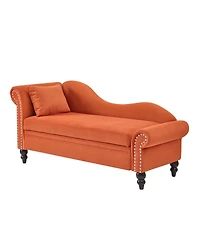 Streamdale Furniture 64.5'' Modern Velvet Storage Chaise Lounge with Lumbar Pillow