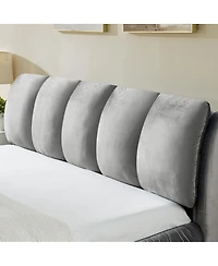 Streamdale Furniture King Size Upholstered Bed Frame, Modern Minimalist Velvet Bed with Plump Headboard
