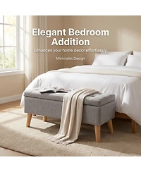 Streamdale Furniture Wide Upholstered Storage Ottoman Bench with Built-in Tray