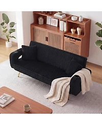 Streamdale Furniture 74.01" Minimalist Corduroy Sofa Bed with Pillows