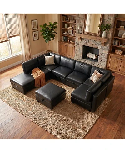 Streamdale Furniture Flexible Modular Pu Sofa with Storage and Sleeper Function