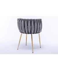 Streamdale Furniture Modern Velvet Dining Chairs with Gold Legs, Set of 2