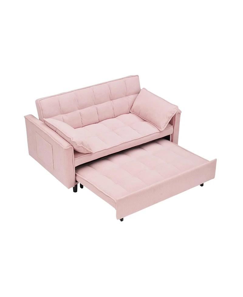 Streamdale Furniture Corduroy Modular Sleeper Sofa with Pull Out Bed