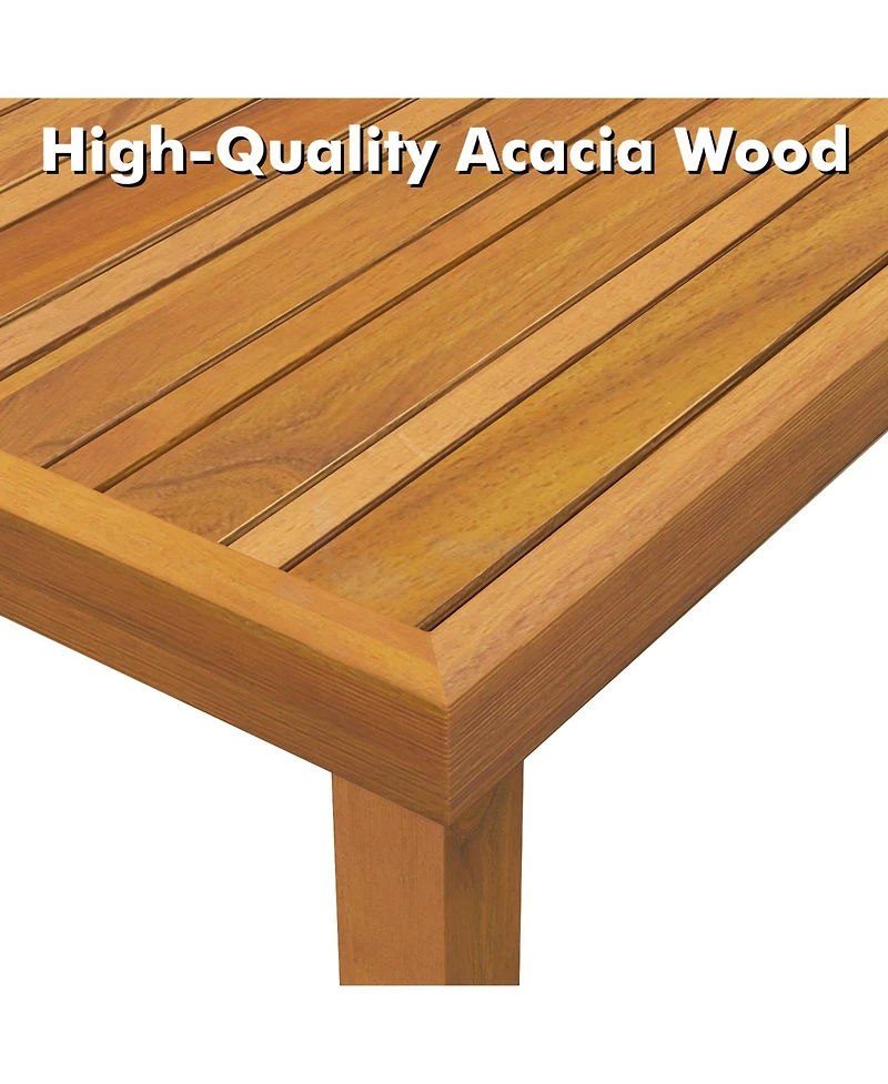 Sugift 5-Piece Acacia Wood Outdoor Conversation Set with Ottoman and Coffee Table