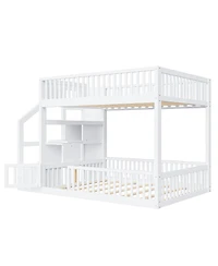 Streamdale Furniture Full Over Full Floor Bunk Bed, with Storage Staircase