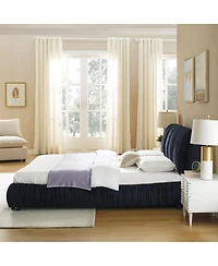 Streamdale Furniture Queen Size Upholstered Bed Frame with Segmented Velvet Headboard