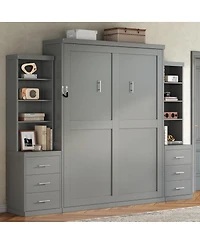 Streamdale Furniture Full Size Murphy Bed with Storage Shelves and Drawers