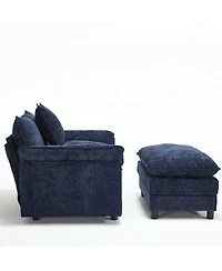 Streamdale Furniture 44.5" Modern Chenille Accent Chair with Ottoman