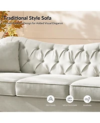 Hulala Home Mario Traditional 83"Wide Tufted Sofa with Solid Wood Legs