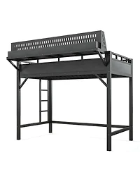 Streamdale Furniture Twin Xl Metal Loft Bed with Storage, Pegboard, Usb, and Led Lights