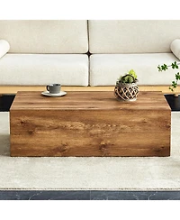 Streamdale Furniture Wabi-Sabi Wood-Grain Mdf Square Coffee Table (39.4" x 21.7" x 11.8)
