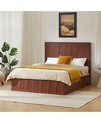 Streamdale Furniture Queen Solid Wood Platform Bed with Storage Drawers and Curved Headboard