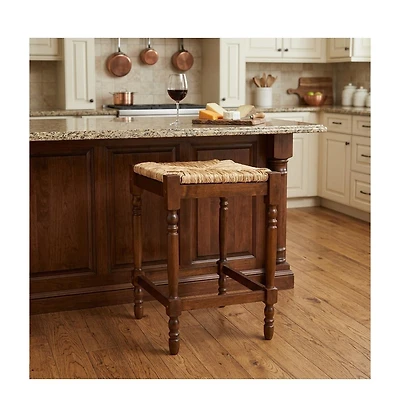 HomeRoots 24" Solid Wood Backless Counter Height Bar Chair