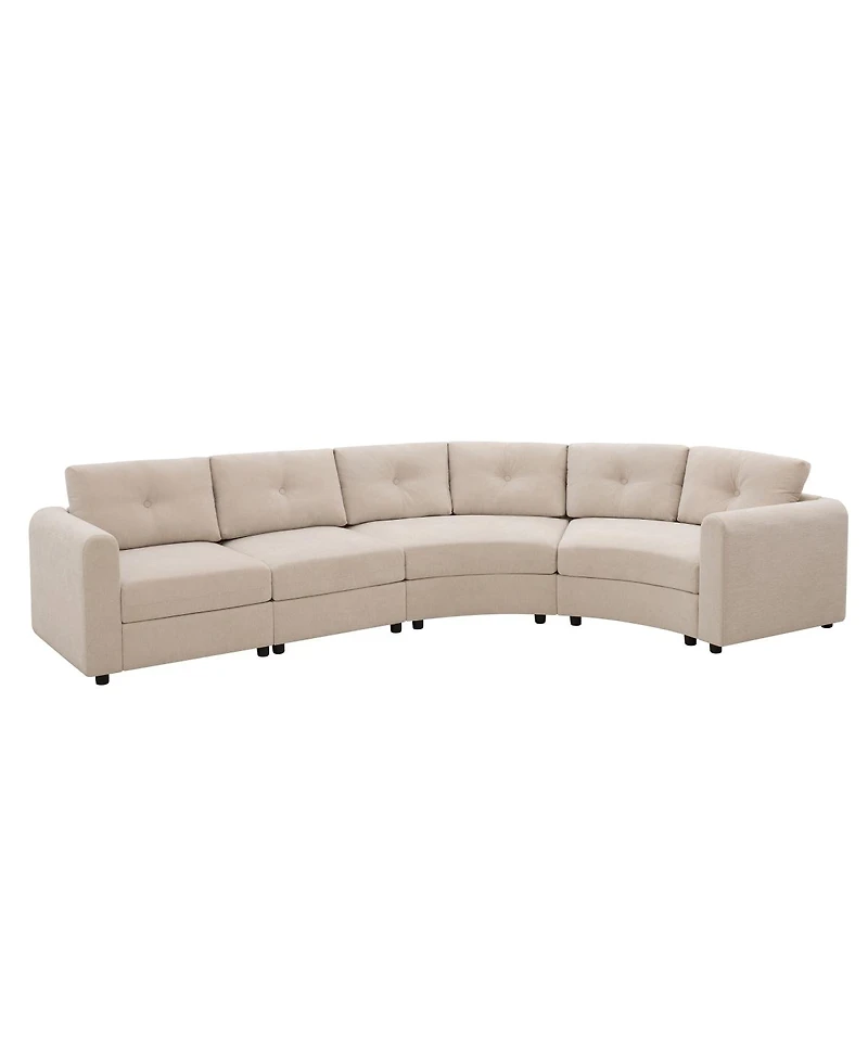 Streamdale Furniture 4-Piece Upholstered Curved Modular Sectional Sofa with Button