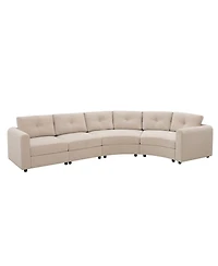 Streamdale Furniture 4-Piece Upholstered Curved Modular Sectional Sofa with Button