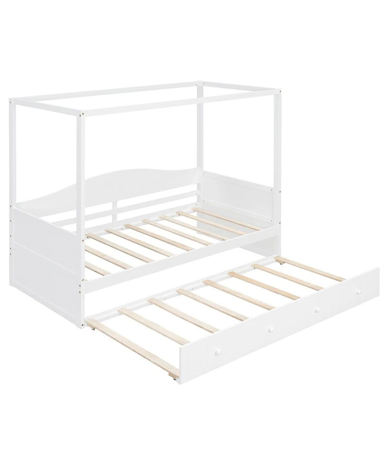 Streamdale Furniture Twin Size Canopy Day Bed with twin size Trundle