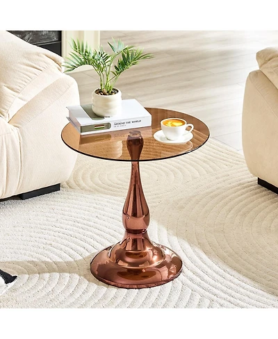 Streamdale Furniture Modern and Glass Round Side Table (19.6" Diameter)