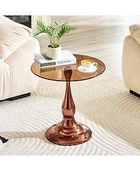 Streamdale Furniture Modern and Glass Round Side Table (19.6" Diameter)