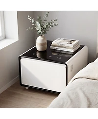 Streamdale Furniture Smart Side Table with Fridge, Wireless Charging, and Power Ports