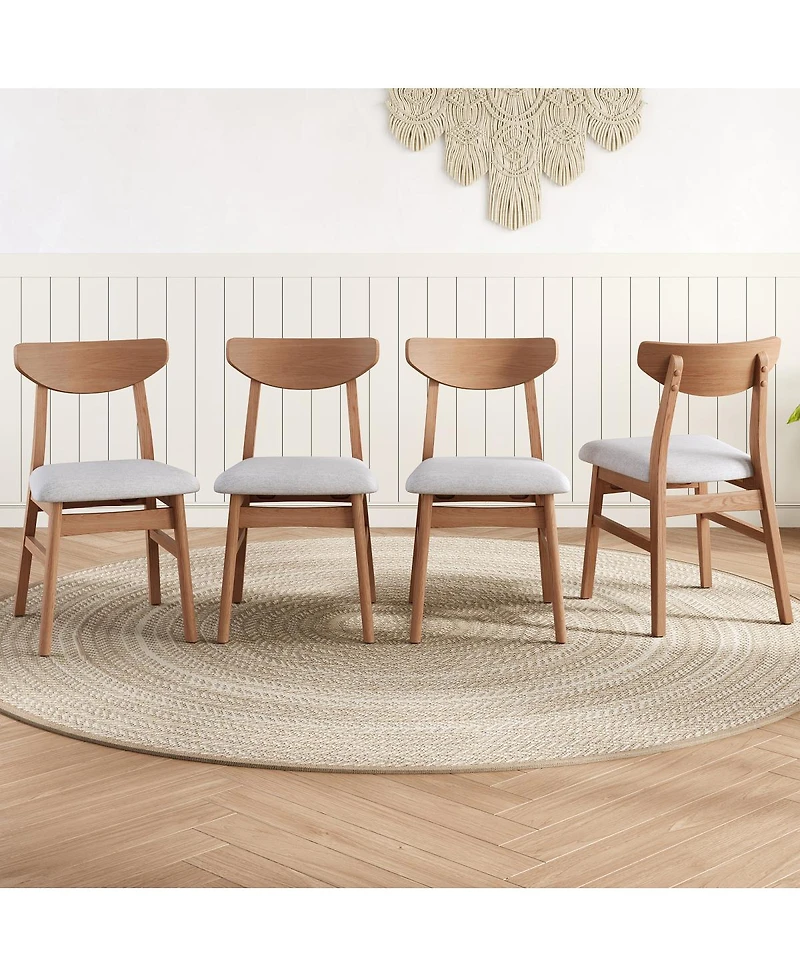 Streamdale Furniture Set of 2 Modern Scandinavian Chairs with Curved Wood Backrest