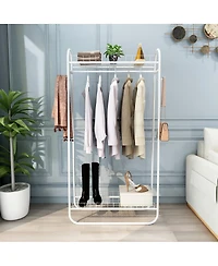 Streamdale Furniture Heavy Duty Rolling Garment Rack with Double Shelves
