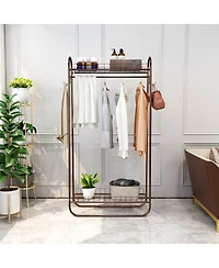 Streamdale Furniture Heavy Duty Rolling Garment Rack with Double Shelves