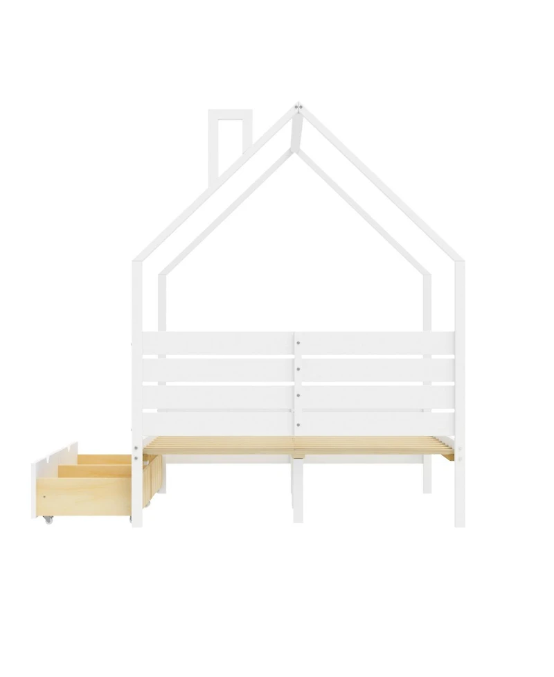 Streamdale Furniture Full House Bed Frame with 2 Storage Drawers