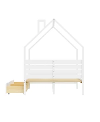 Streamdale Furniture Full House Bed Frame with 2 Storage Drawers