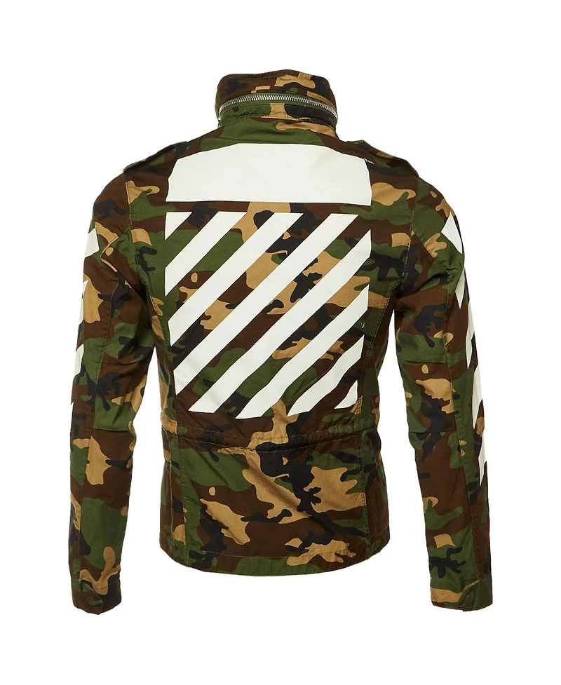 Pre-Owned Off-White Men's Camo Print Cotton Hooded Field Jacket