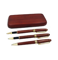 Danrong 3 Rosewood Handcrafted Pen Set With Gift Case And Extra Refills