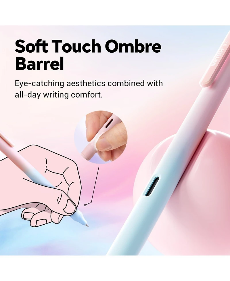 Danrong Retractable Fine Point Pens Soft Grip Smooth Quiet Writing Quick Dry for Journaling Note Taking Sketching