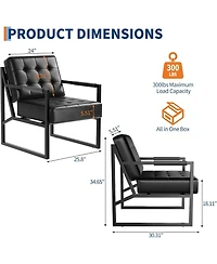 gaomon Pu Leather Accent Chair, Mid Century Modern Armchair with Thick Cushion and Metal Frame, Comfy Seating for Living Room, Bedroom