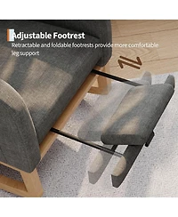 gaomon Versatile Nursery and Living Room Rocking Chair Choose Pu or Teddy Fleece Upholstery with Optional Footrest High-Back Glider, Sturdy Wooden Leg