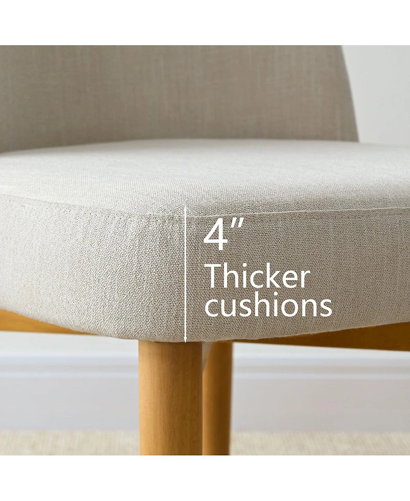 Maison Boucle Modern Upholstered Dining Side Chairs Set of 2, Fabric, Parson with Solid-Wood Legs, 4" Thick Cushion, Full-Back