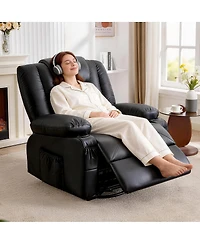 Streamdale Furniture Oversized Swivel Rocker Recliner with Massage, Heat, and Usb Port