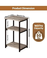 gaomon 3-Tier End Table with Storage Shelf, Metal Frame Side Table for Living Room, Bedroom, Bathroom