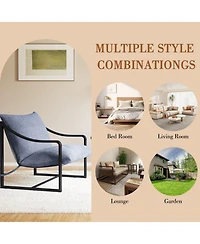 homfan Set of 2 Mid-Century Modern Upholstered Accent Chair, Sturdy Metal Frame Armchair with Plush Seating, Cozy Reading Chair for Living Room, Study