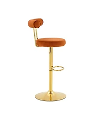 Streamdale Furniture Set of 2 Velvet Swivel Adjustable Bar Stools with Gold Legs