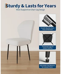 homfan Set of 2 Fabric Upholstered Dining Chairs with Metal Legs, Modern Side Chairs
