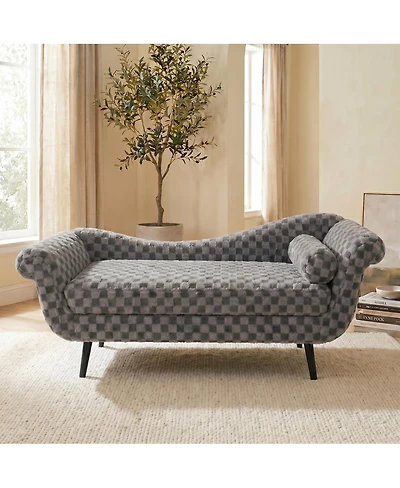 Streamdale Furniture Streamdale Classic Diamond Pattern Fabric Sofa with Elegant Scroll Arms
