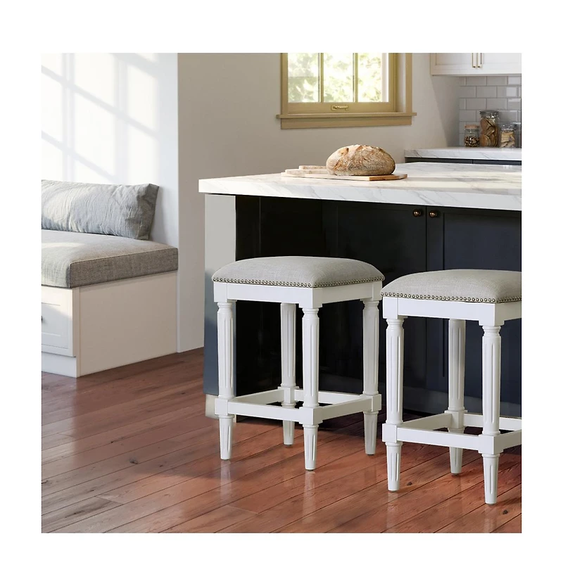 HomeRoots 27" Solid Wood Backless Counter Height Bar Chair